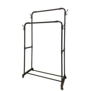 Double Rail Cloth Hanger With Storage Base and Wheels