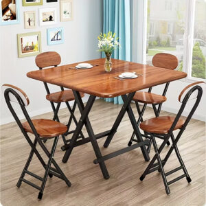 Folding Metal Chair with Backrest Brown