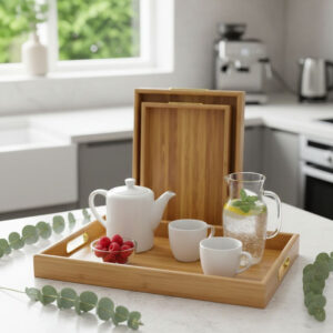 3 in 1 Rectangular Bamboo Tray