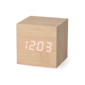 Cube Wooden Digital Alarm Clock