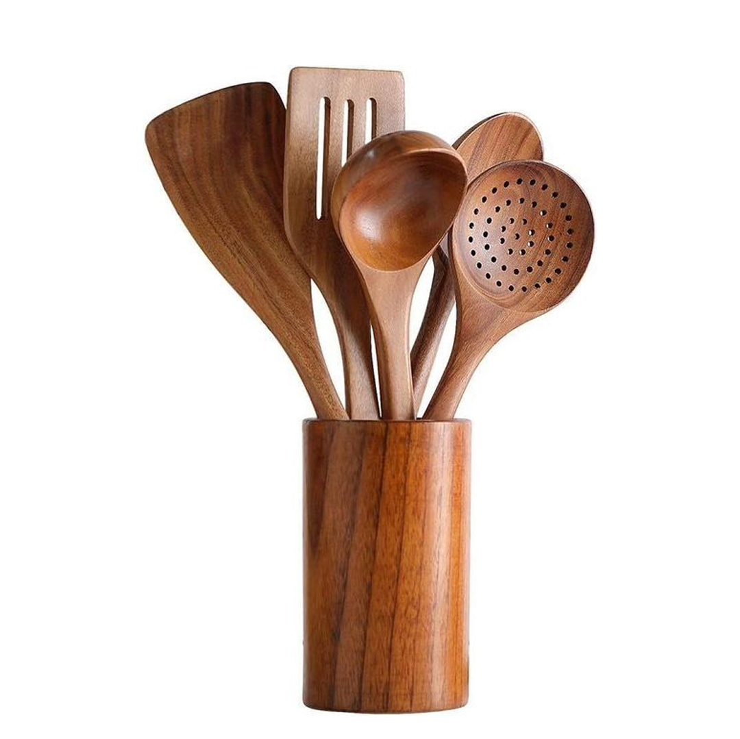 6pcs Thick Wooden Spoons for Cooking - Image 6