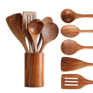 6pcs Thick Wooden Spoons for Cooking