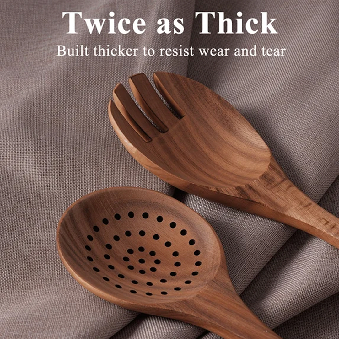 6pcs Thick Wooden Spoons for Cooking - Image 3