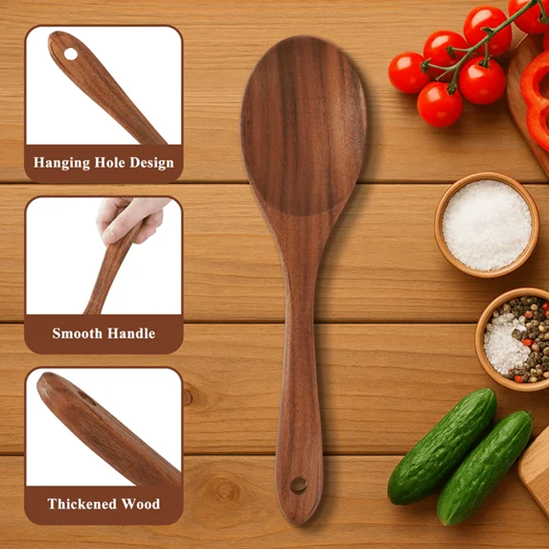 6pcs Thick Wooden Spoons for Cooking - Image 4