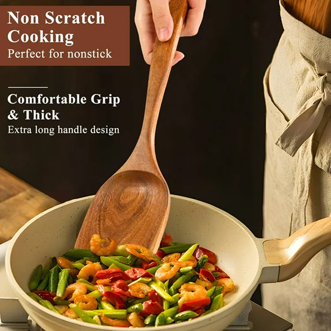 6pcs Thick Wooden Spoons for Cooking - Image 5