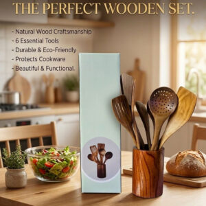 6pcs Thick Wooden Spoons for Cooking